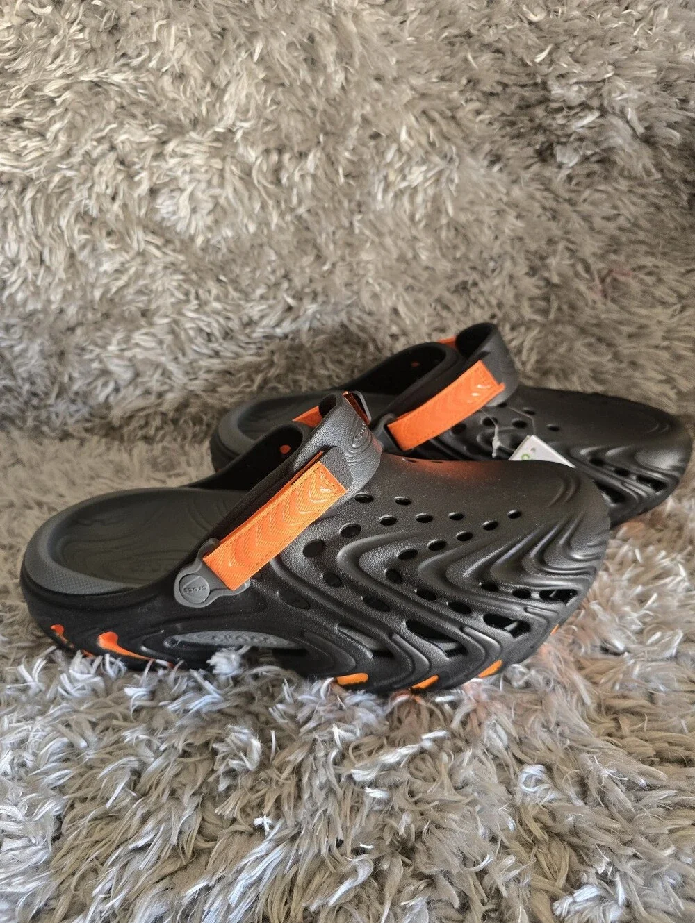 Men's Black & Orange Water Clog - Breathable Slip-On Swim Shoe